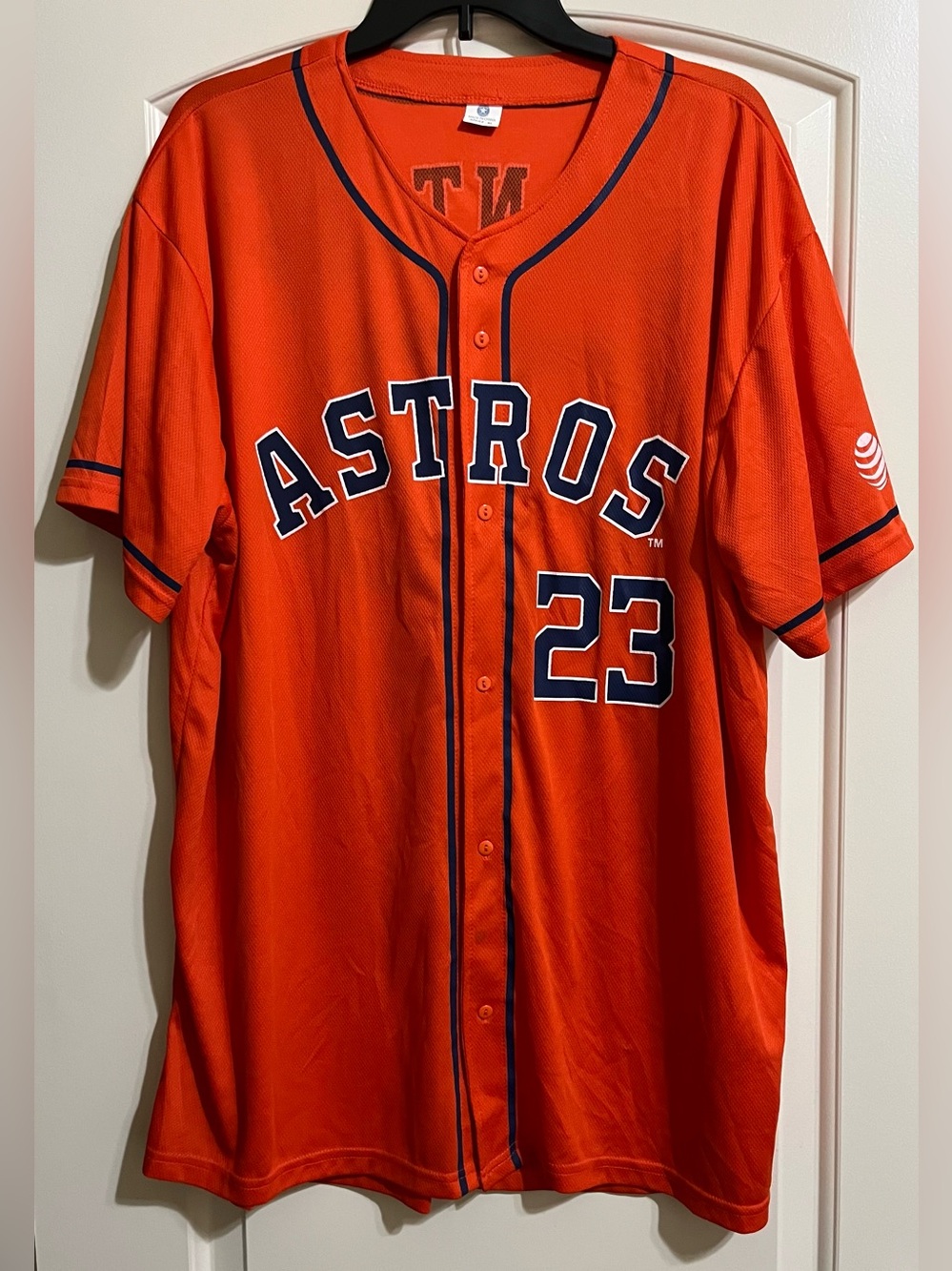 Houston Astros Brantley #23 MLB Baseball Orange Blue Button Up Jersey XL